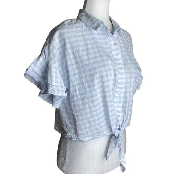 Cupcakes and Cashmere Sunnie Tie Hem 100% Cotton Gingham Shirt Women's Size M - Picture 5 of 10